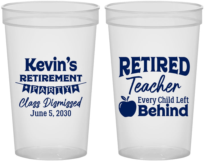 Custom Retirement 22 oz Translucent Cups - Teacher | 150022