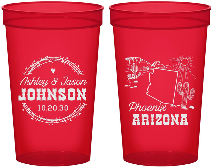 Custom Wedding 22 oz Translucent Cups - Arizona | 152