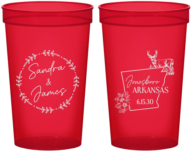 Custom Wedding 22 oz Translucent Cups - Arkansas | 153
