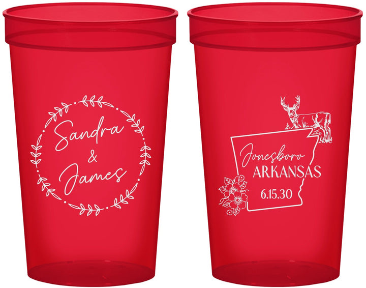Custom Wedding 22 oz Translucent Cups - Arkansas | 153