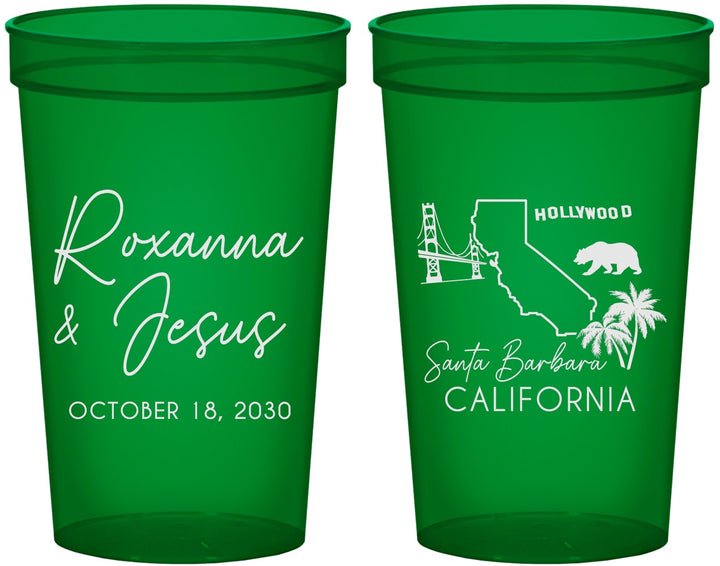 Custom Wedding 22 oz Translucent Cups - California | 154