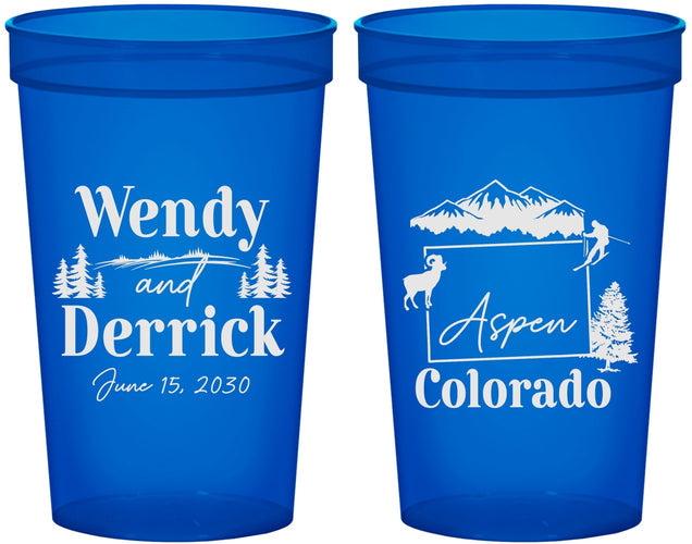 Custom Wedding 22 oz Translucent Cups - Colorado | 155