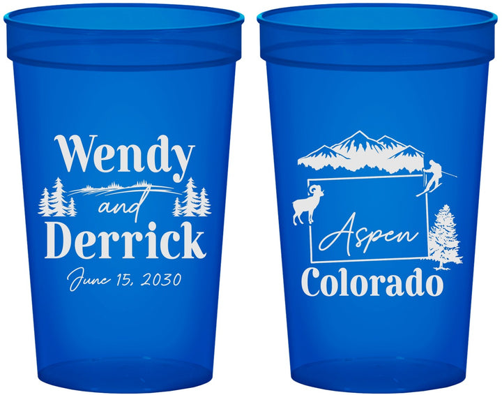 Custom Wedding 22 oz Translucent Cups - Colorado | 155