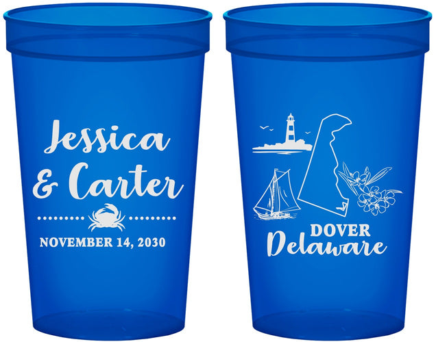 Custom Wedding 22 oz Translucent Cups - Delaware | 157