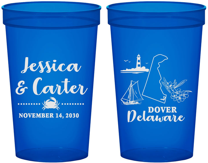 Custom Wedding 22 oz Translucent Cups - Delaware | 157