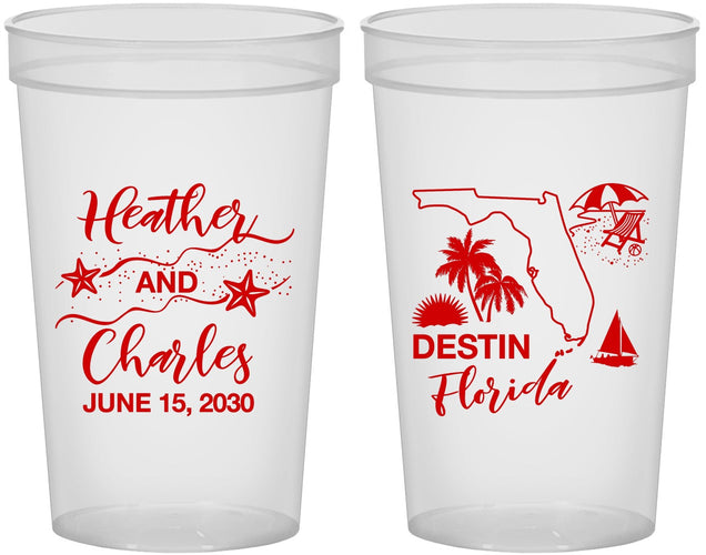 Custom Wedding 22 oz Translucent Cups - Florida | 158