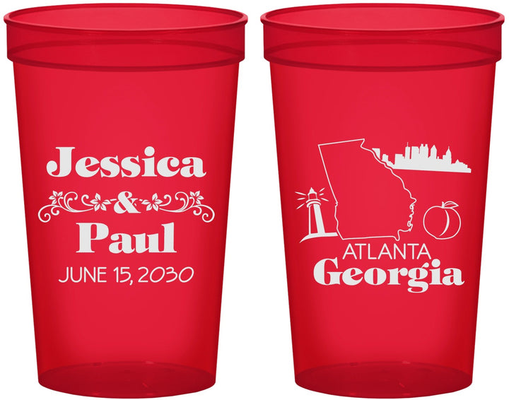 Custom Wedding 22 oz Translucent Cups - Georgia | 159