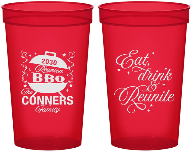 Custom Family Reunion 22 oz Translucent Cups - Bbq Eat Drink Reunite | 160000