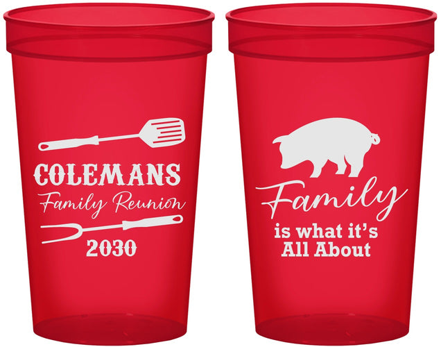Custom Family Reunion 22 oz Translucent Cups - Bbq Barbeque | 160002