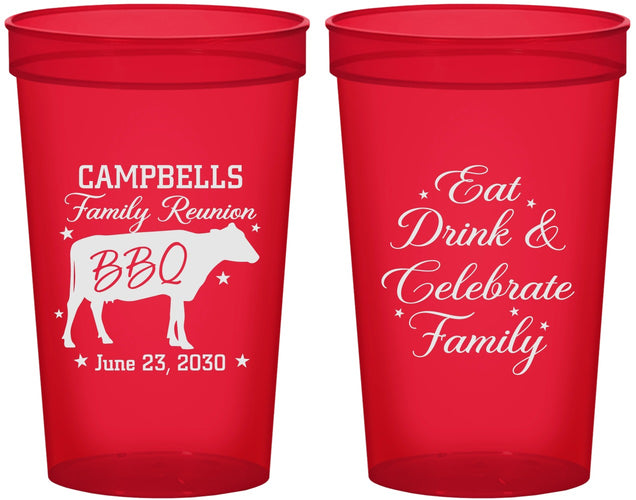 Custom Family Reunion 22 oz Translucent Cups - Bbq Eat Drink | 160004