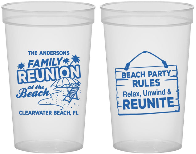 Custom Family Reunion 22 oz Translucent Cups - Beach Reunite | 160011