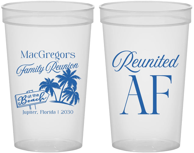 Custom Family Reunion 22 oz Translucent Cups - Beach Reunited Af | 160012