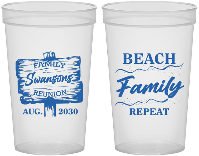 Custom Family Reunion 22 oz Translucent Cups - Beach Family Repeat | 160013