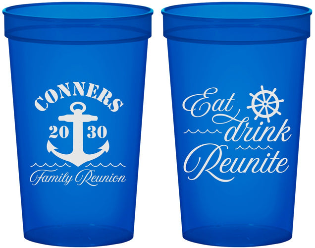 Custom Family Reunion 22 oz Translucent Cups - Cruise Anchor | 160028