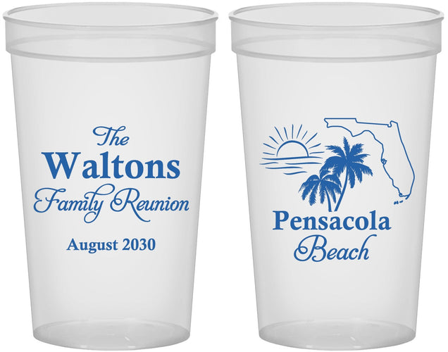 Custom Family Reunion 22 oz Translucent Cups - Florida Beach | 160036