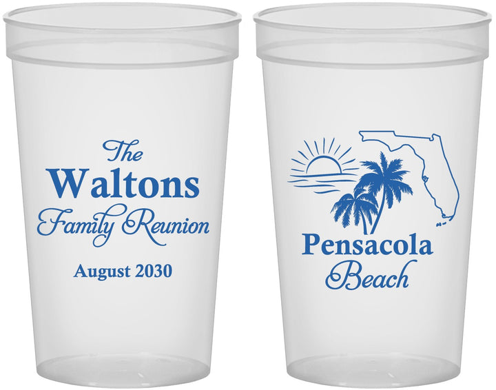 Custom Family Reunion 22 oz Translucent Cups - Florida Beach | 160036