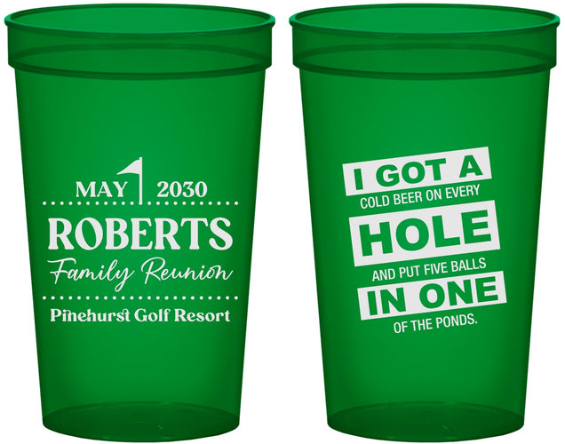 Custom Family Reunion 22 oz Translucent Cups - Golf | 160049