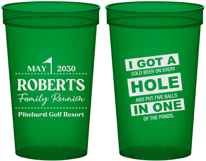Custom Family Reunion 22 oz Translucent Cups - Golf | 160049