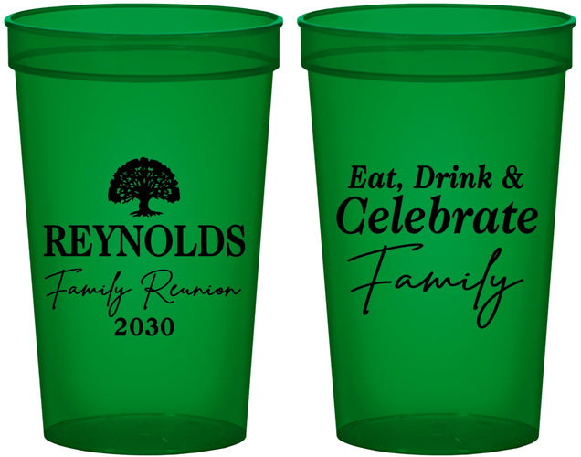 Custom Family Reunion 22 oz Translucent Cups - Eat Drink Celebrate | 160053