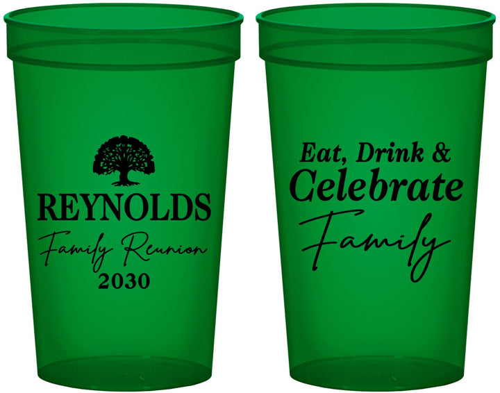 Custom Family Reunion 22 oz Translucent Cups - Eat Drink Celebrate | 160053