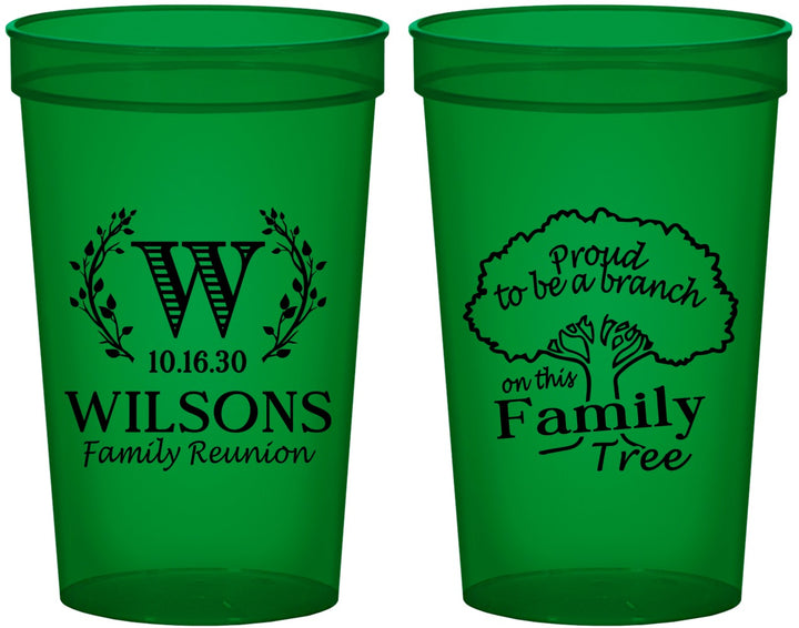 Custom Family Reunion 22 oz Translucent Cups - Monogram Tree | 160056