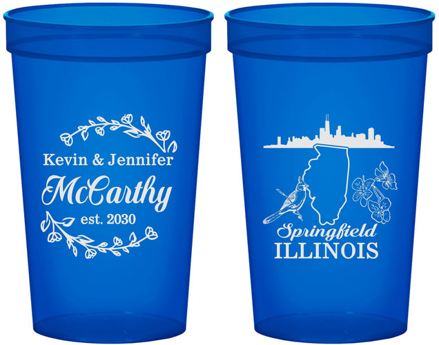 Custom Wedding 22 oz Translucent Cups - Illinois | 162