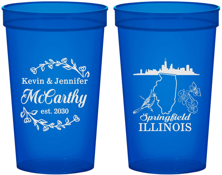 Custom Wedding 22 oz Translucent Cups - Illinois | 162