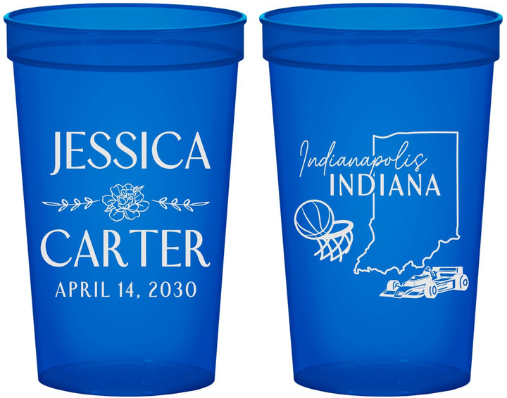 Custom Wedding 22 oz Translucent Cups - Indiana | 163