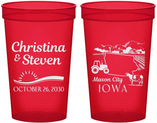Custom Wedding 22 oz Translucent Cups - Iowa | 164