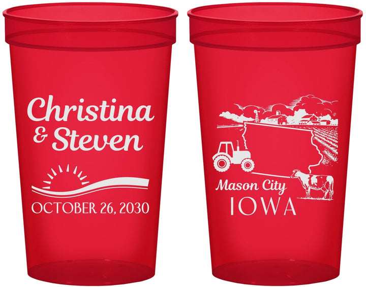 Custom Wedding 22 oz Translucent Cups - Iowa | 164