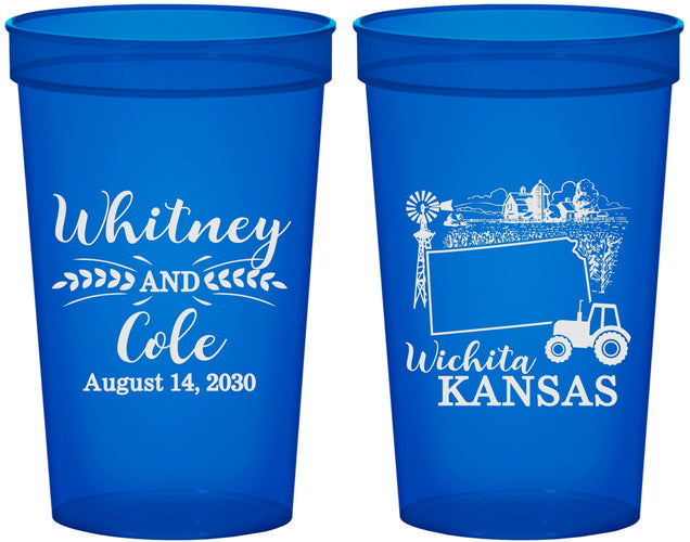 Custom Wedding 22 oz Translucent Cups - Kansas | 165