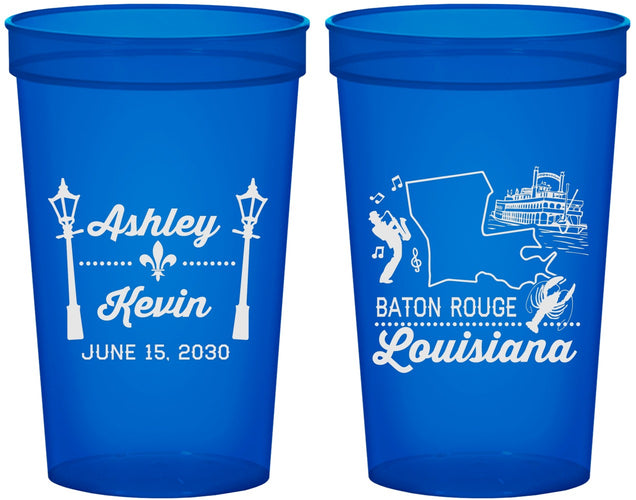 Custom Wedding 22 oz Translucent Cups - Louisiana | 167