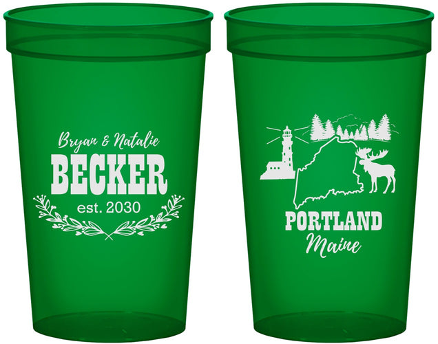 Custom Wedding 22 oz Translucent Cups - Maine | 168