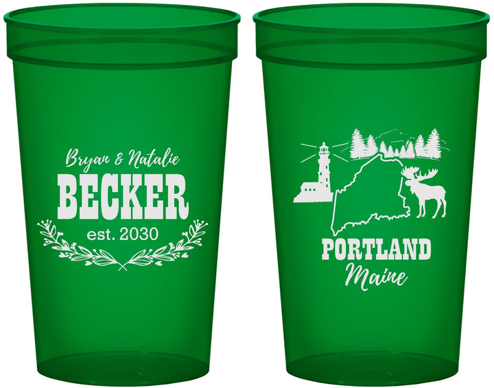 Custom Wedding 22 oz Translucent Cups - Maine | 168