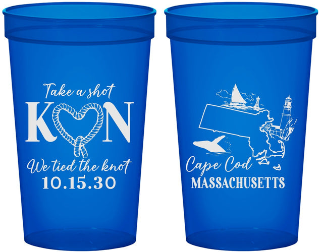 Custom Wedding 22 oz Translucent Cups - Massachusetts | 170