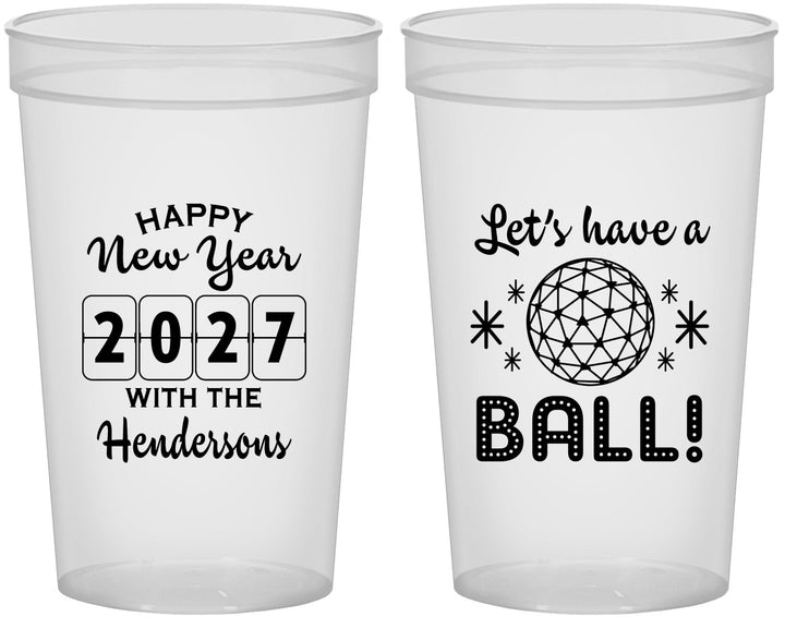 Custom New Years 22 oz Translucent Cups - 2027 Lets Have A Ball | 170001