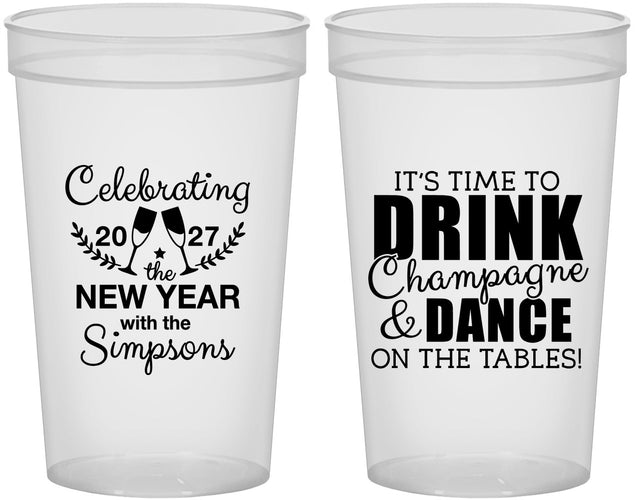 Custom New Years 22 oz Translucent Cups - 2027 Drink Dance | 170002
