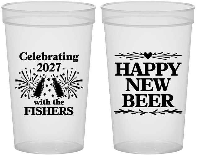 Custom New Years 22 oz Translucent Cups - 2027 Happy New Beer | 170004