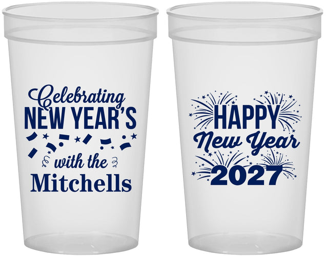 Custom New Years 22 oz Translucent Cups - 2027 Nye Confetti | 170015