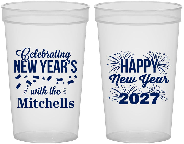 Custom New Years 22 oz Translucent Cups - 2027 Nye Confetti | 170015