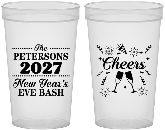 Custom New Years 22 oz Translucent Cups - 2027 Cheers | 170017