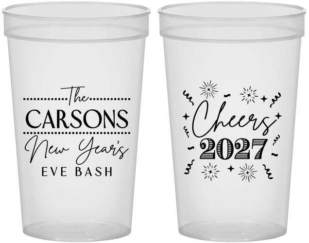 Custom New Years 22 oz Translucent Cups - 2027 Cheers | 170018