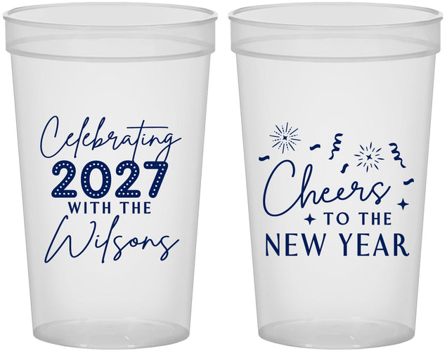 Custom New Years 22 oz Translucent Cups - 2027 Cheers | 170019