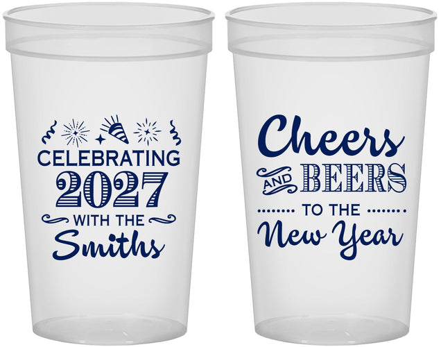 Custom New Years 22 oz Translucent Cups - 2027 Cheers | 170023