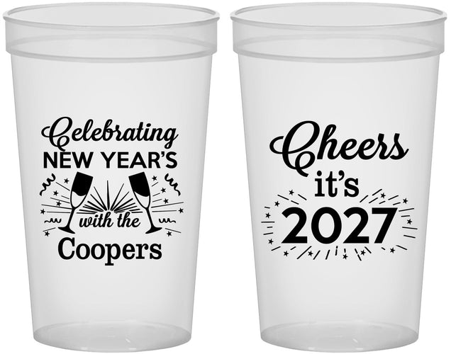 Custom New Years 22 oz Translucent Cups - 2027 Cheers | 170024