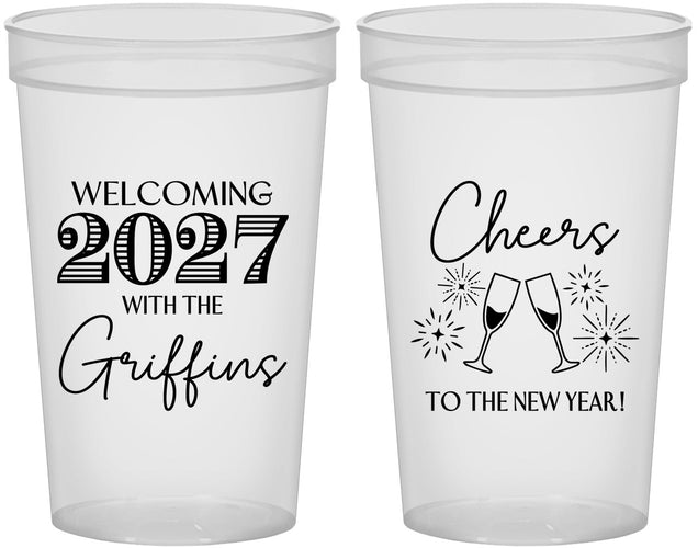 Custom New Years 22 oz Translucent Cups - 2027 Cheers | 170029