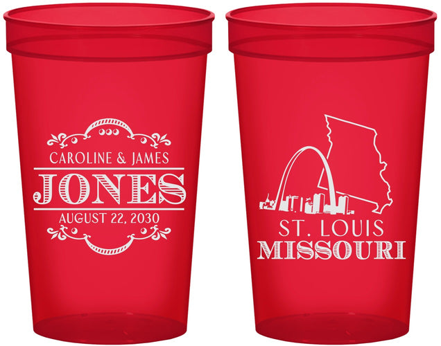 Custom Wedding 22 oz Translucent Cups - Missouri | 174