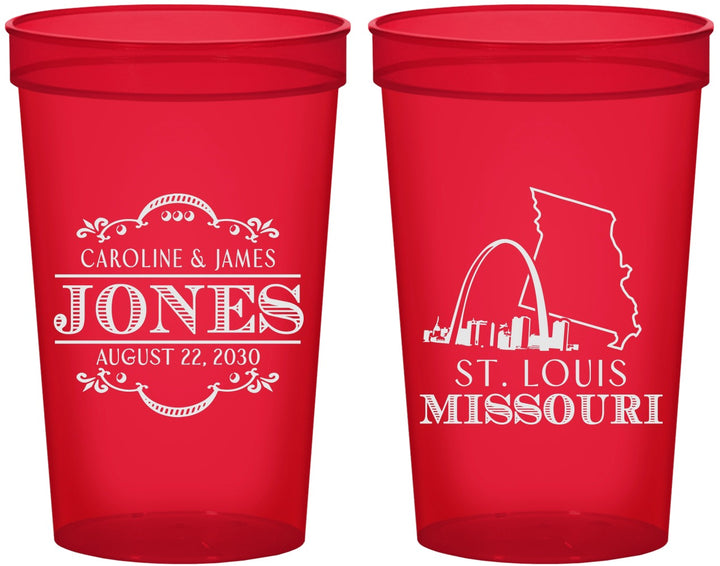Custom Wedding 22 oz Translucent Cups - Missouri | 174