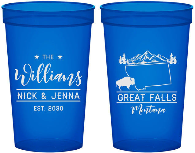 Custom Wedding 22 oz Translucent Cups - Montana | 175
