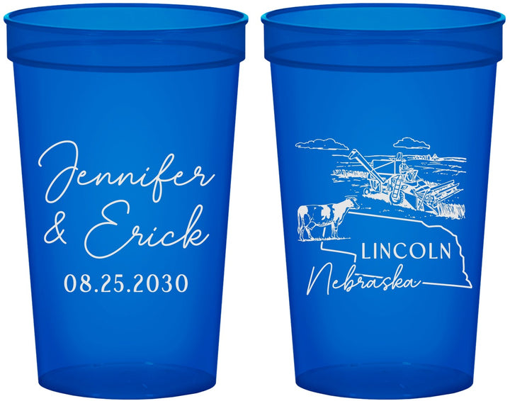 Custom Wedding 22 oz Translucent Cups - Nebraska | 176